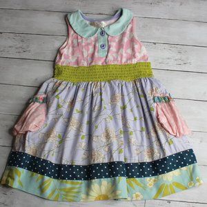 Matilda Jane Vintage Girl's Dress Size 4 4T Sleeveless Smocked Waist